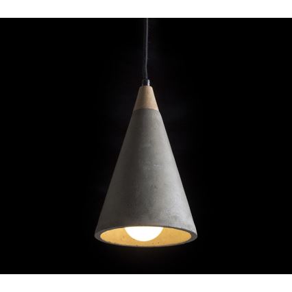 RED - Design Rendl - R12380 - Висящ полилей HEIDI 1xE27/28W/230V бетон/дърво