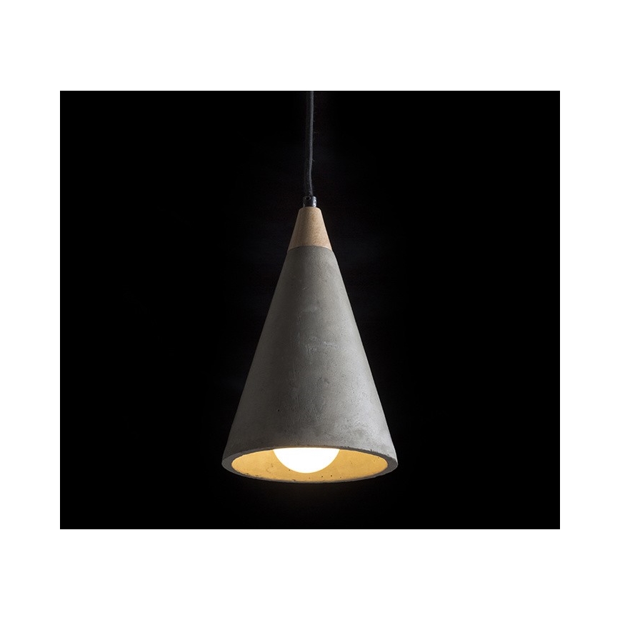 RED - Design Rendl - R12380 - Висящ полилей HEIDI 1xE27/28W/230V бетон/дърво