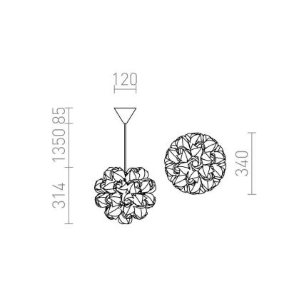 RED - Design Rendl - R12384 - Висящ полилей COCO 1xE27/28W/230V