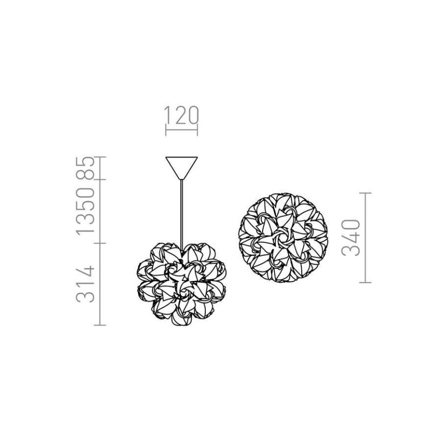 RED - Design Rendl - R12384 - Висящ полилей COCO 1xE27/28W/230V
