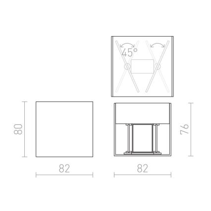 RED - Design Rendl - R12556 - LED Екстериорен аплик CARRE 2xLED/3W/230V IP54