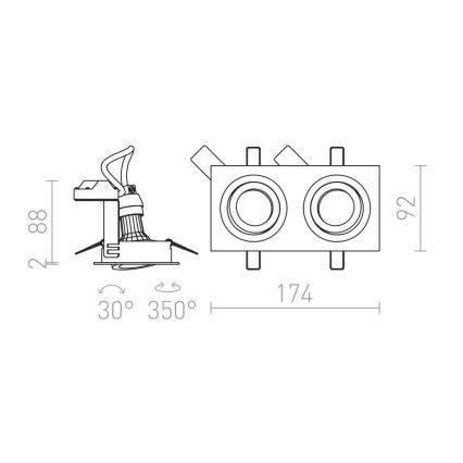 RED - Design Rendl - R12713- Лампа за вграждане PASADENA 2xGU10/50W/230V