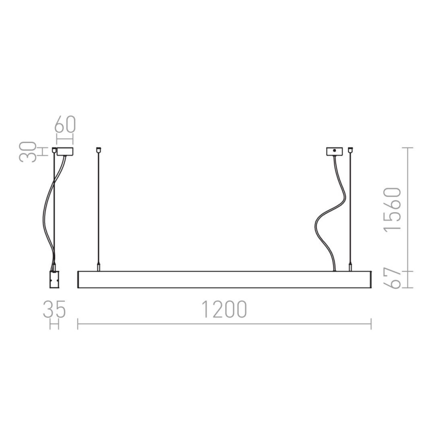 RED - Design Rendl - R12718 - LED Полилей на кабел PESANTE LED/40W/230V