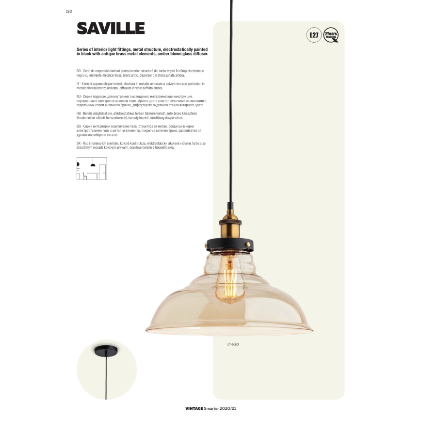 Redo 01-1004 - Полилей на верижка SAVILLE 3xE27/42W/230V