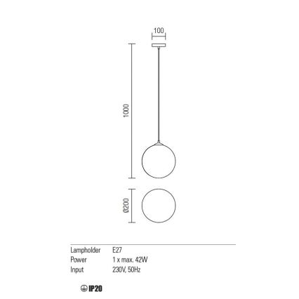 Redo 01-1064 - Пендел OLA 1xE27/42W/230V Ø 20 см