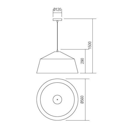 Redo 01-1102 - Пендел AYLA 1xE27/42W/230V Ø 56 см златист