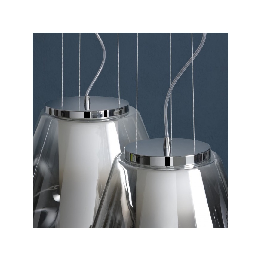 Redo 01-1140 - Пендел FUSION 1xE27/42W/230V Ø 38 см сив