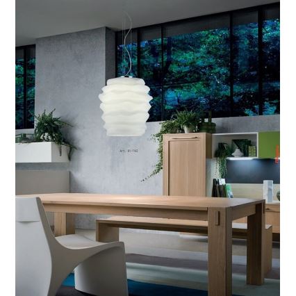 Redo 01-1142 - Пендел на кабел MAGMA 1xE27/42W/230V Ø 38 см, лъскав хром/бял