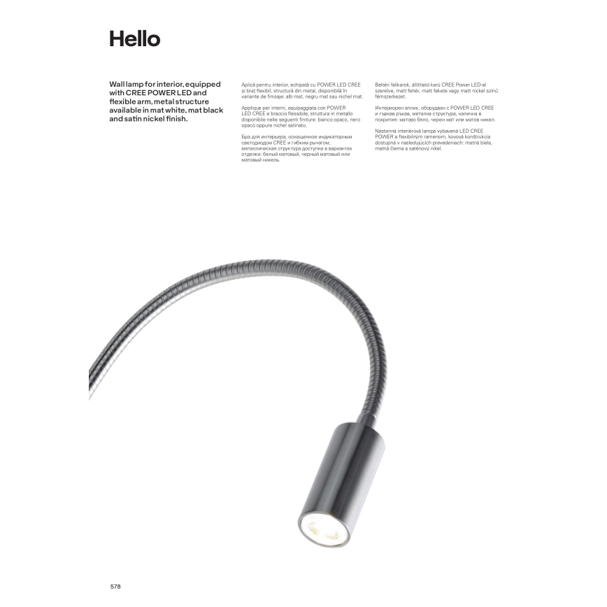 Redo 01-1193 - LED Гъвкав малко лампа HELLO LED/3W/230V бял