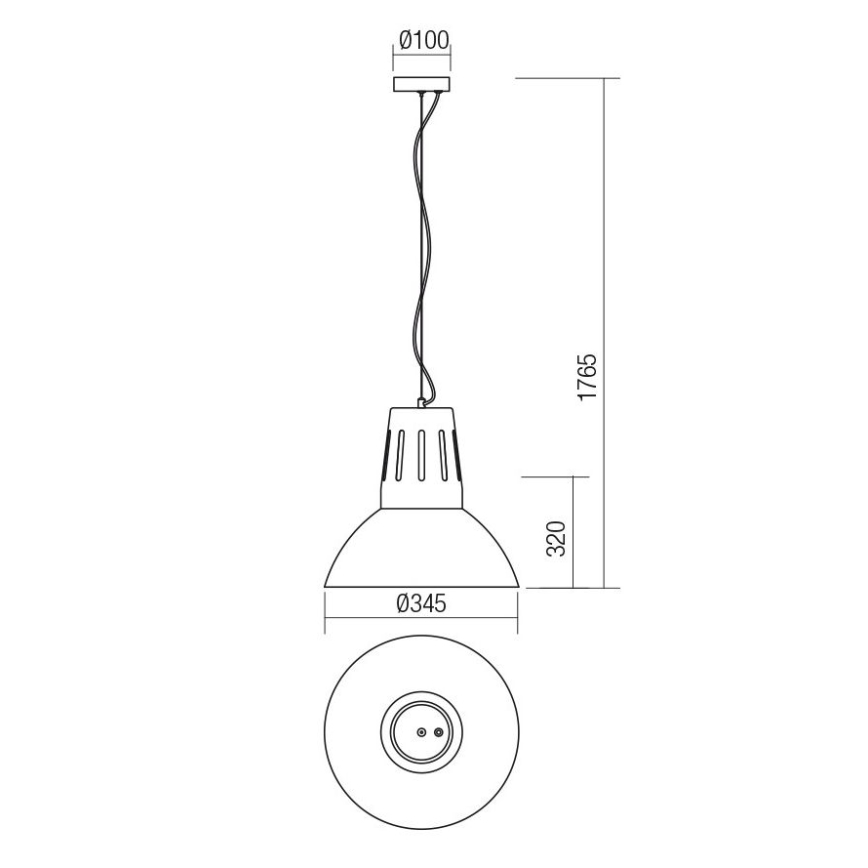 Redo 01-1281 - Полилей на кабел PEEP 1xE27/42W/230V Ø 34,5 cm черен