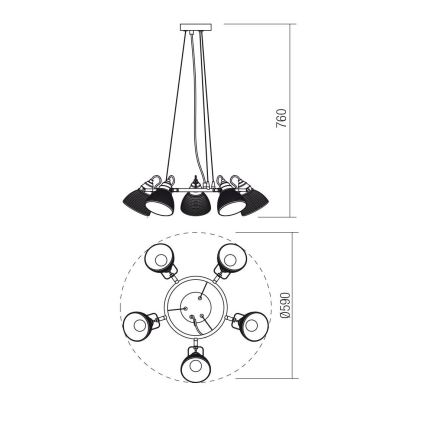 Redo 01-1451 - Пендел RIDGE 5xE27/60W/230V