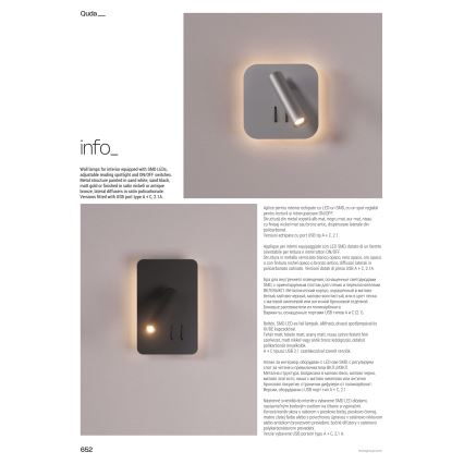 Redo 01-1492 - LED стенно осветително тяло QUDA LED/6W/230V + LED/3W CRI 90 черно