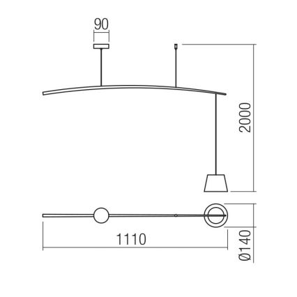 Redo 01-1498 - LED Пендел LOLLI LED/6W/230V черен