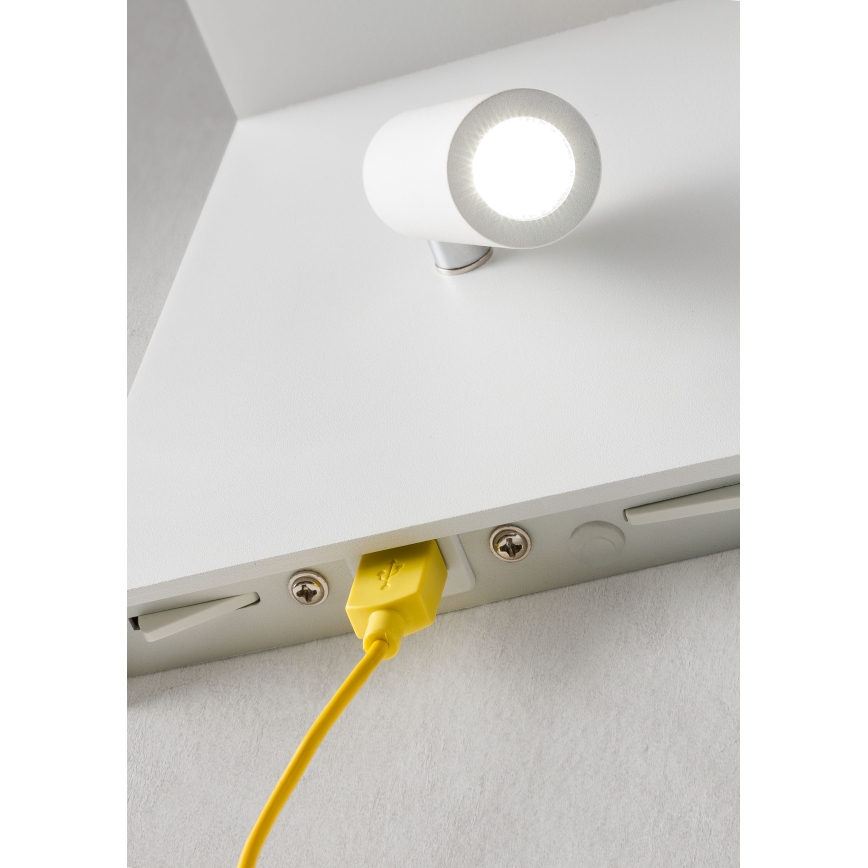 Redo 01-1499 - LED Стенен спот AGOS LED/6W/230V + LED/3,2W USB бял