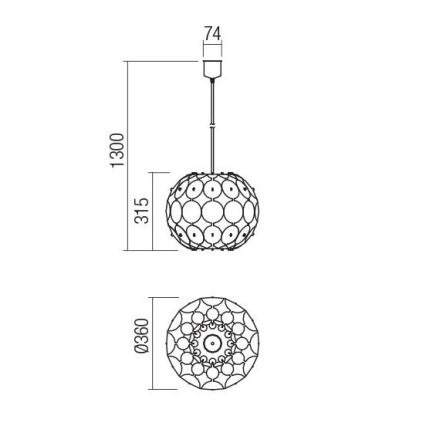 Redo 01-1508 - Пендел ODEON 1xE27/42W/230V Ø 36 см златист