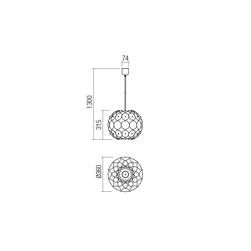Redo 01-1508 - Пендел ODEON 1xE27/42W/230V Ø 36 см златист