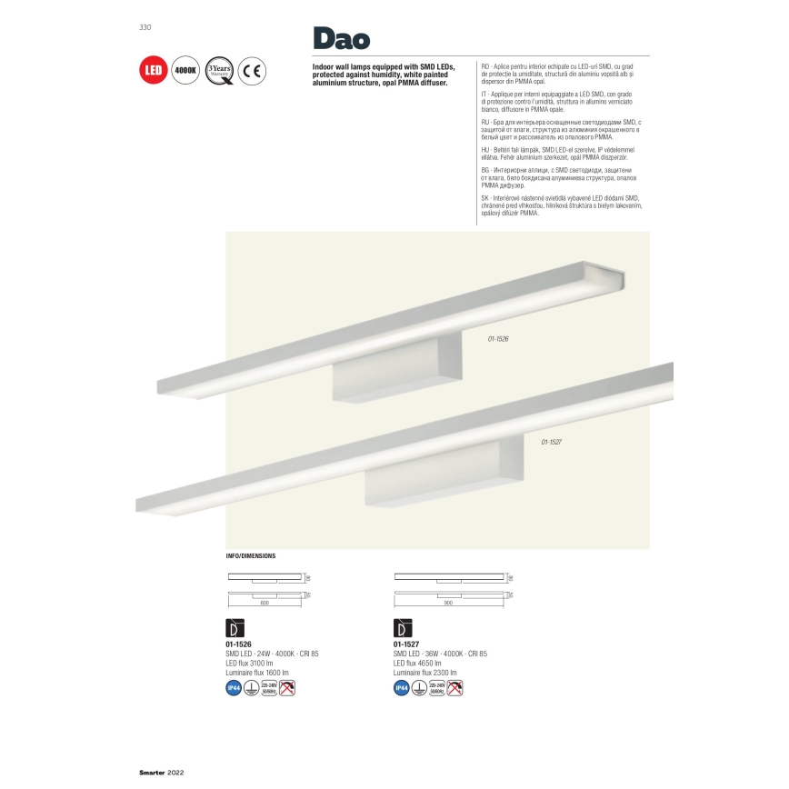 Redo 01-1527 - LED За баня Осветление за огледало DAO 1xLED/36W/230V IP44
