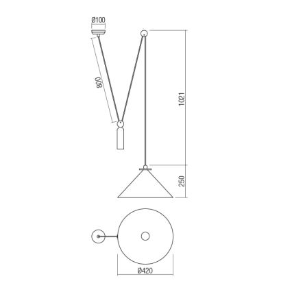 Redo 01-1546 - Пендел KALIMBA 1xE27/42W/230V Ø 42 см паяк черен