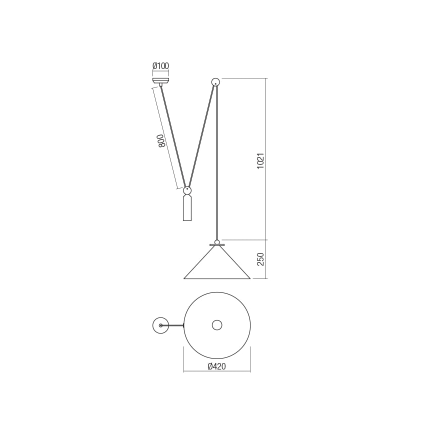 Redo 01-1546 - Пендел KALIMBA 1xE27/42W/230V Ø 42 см паяк черен