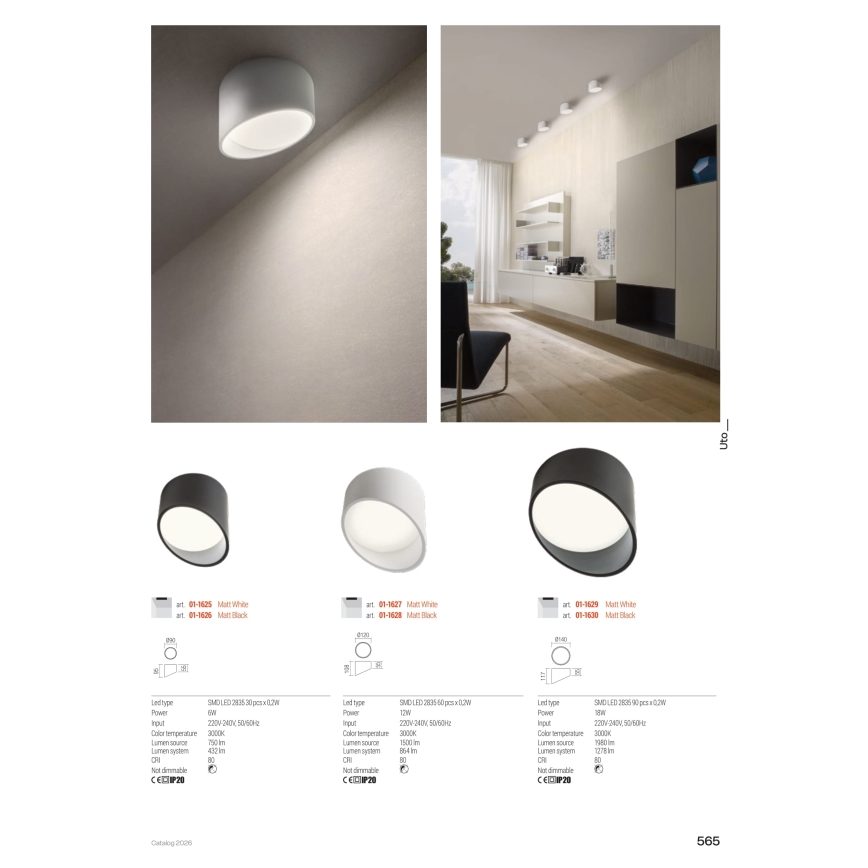 Redo 01-1625 - LED точково осветително тяло UTO LED/6W/230V пр. 9 см бяло