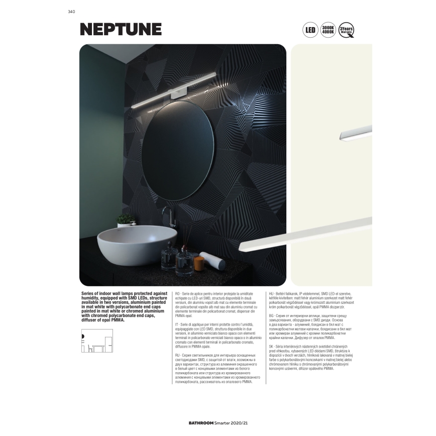 Redo 01-1675 - LED Лампа за огледало за баня NEPTUNE LED/18W/230V IP44