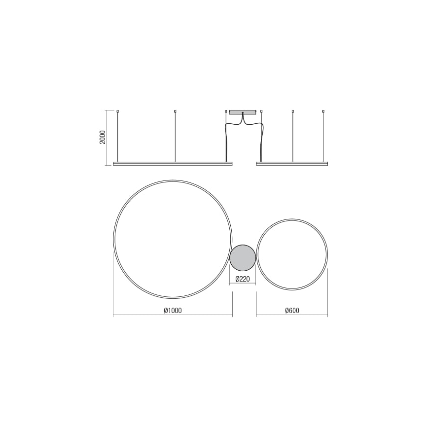 Redo 01-1721 - LED Висящ полилей ORBIT LED/42W + LED/66W/230V