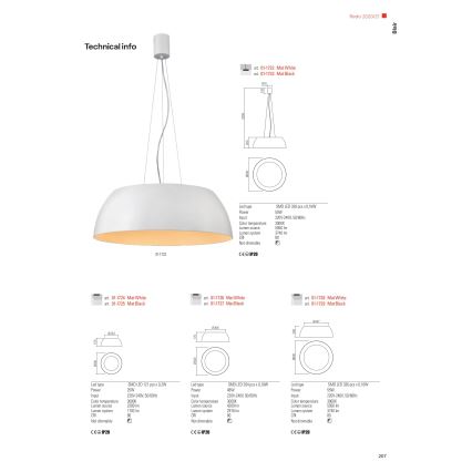 Redo 01-1732 - LED Пендел BLAIR LED/55W/230V 3000K бял