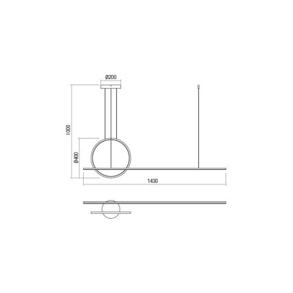 Redo 01-1735 - LED Димируем пендел GIOTTO LED/46W/230V черен