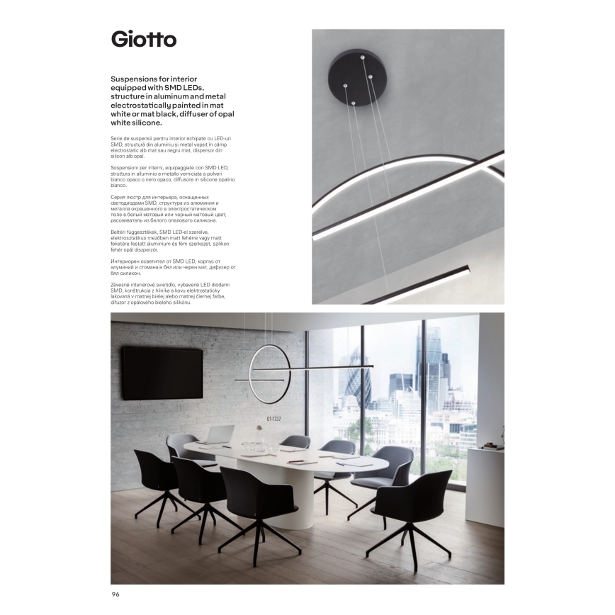 Redo 01-1737 - LED Димируем пендел GIOTTO LED/56W/230V черен