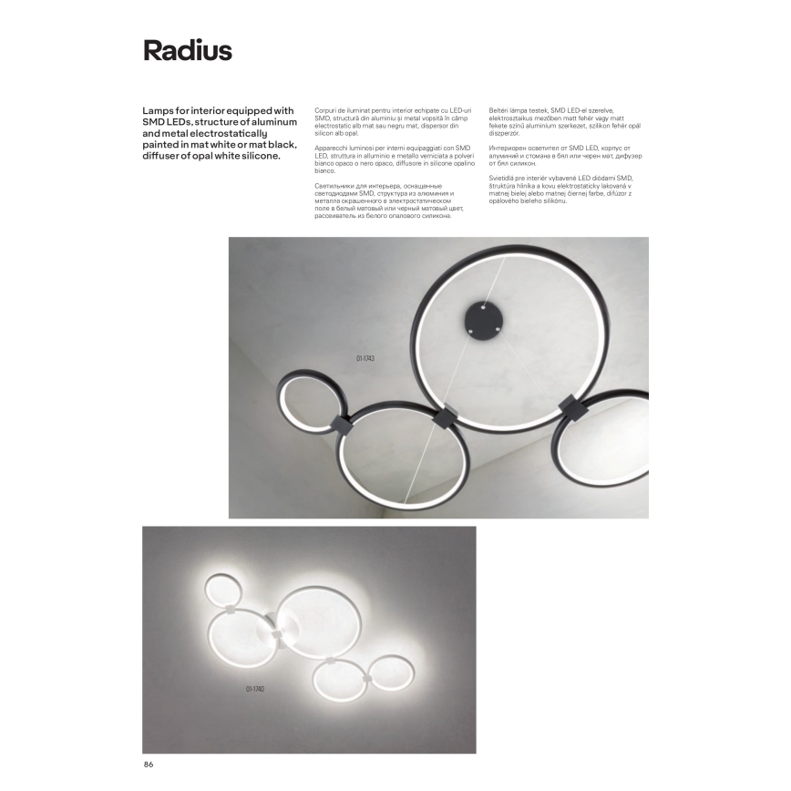 Redo 01-1742 - LED Висящ полилей RADIUS LED/45W/230V