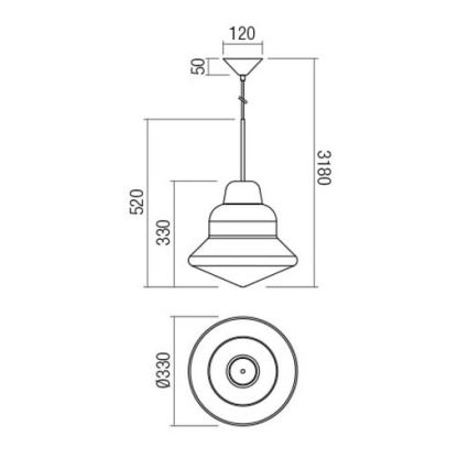 Redo 01-1771 - Висяща лампа на кабел AMNO 1xE27/42W/230V Ø 33 см сива