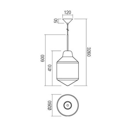 Redo 01-1772 - Полилей на кабел AMNO 1xE27/42W/230V диаметър 26 см бежов