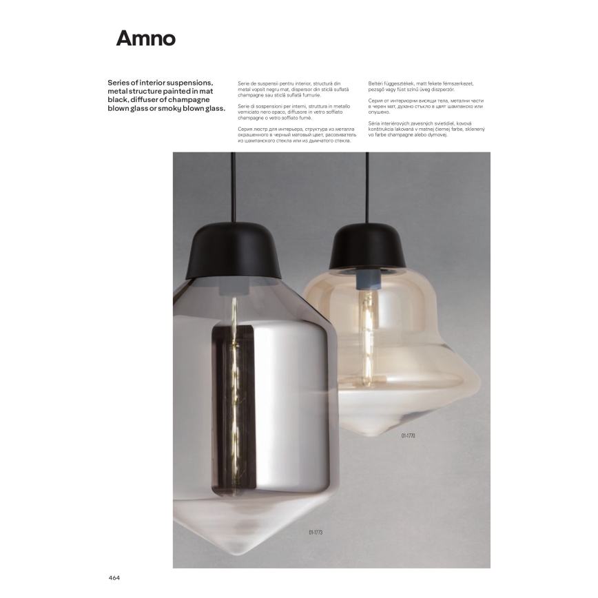 Redo 01-1773 - Пендел на кабел AMNO 1xE27/42W/230V Ø 26 см сив