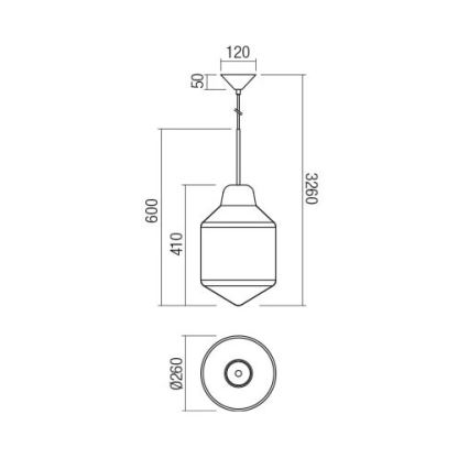 Redo 01-1773 - Пендел на кабел AMNO 1xE27/42W/230V Ø 26 см сив