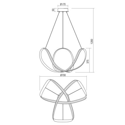 Redo 01-1784 - LED Димируем пендел NUCLEO LED/55W/230V бял