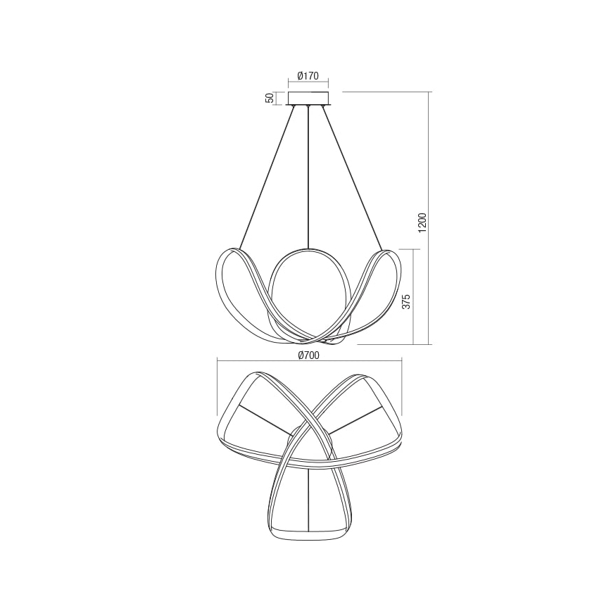 Redo 01-1784 - LED Димируем пендел NUCLEO LED/55W/230V бял