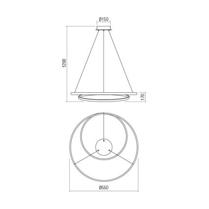 Redo 01-1794 - LED Димируем пендел TORSION LED/29W/230V Ø 55 см бронзов