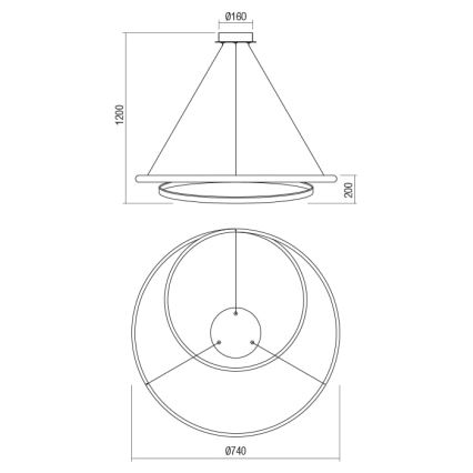 Redo 01-1795 - LED Димируем пендел TORSION LED/40W/230V Ø 74 см бял