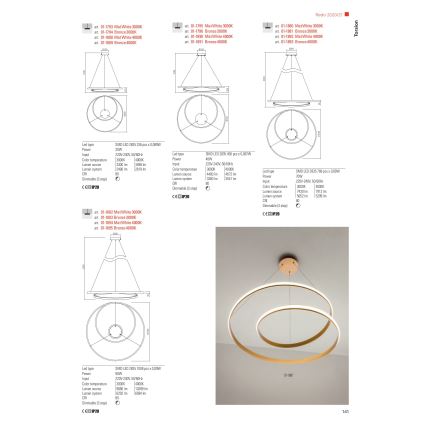 Redo 01-1796 - LED Висящ полилей TORSION LED/40W/230V