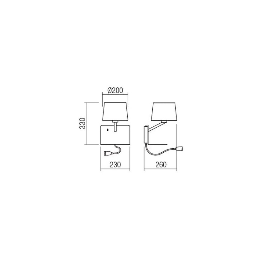 Redo 01-1807 - LED аплик с flexible малко лампа TOMO 1xE27/42W/230V + LED/3W/230V бял