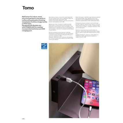 Redo 01-1807 - LED стенно осветително тяло с гъвкава четеща лампа TOMO 1xE27/42W/230V + LED/3W/230V бяло