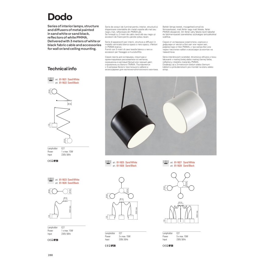 Redo 01-1828 - Пендел DODO 5xE27/15W/230V паяк