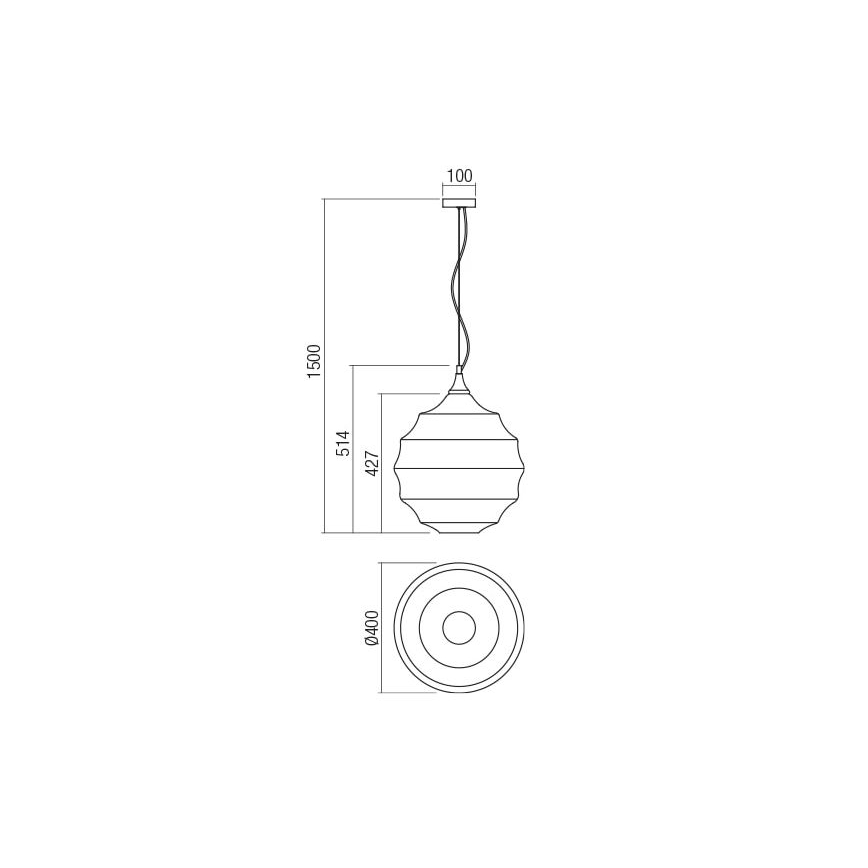 Redo 01-1845 - Пендел SLAG 1xE27/42W/230V Ø 40 см сив
