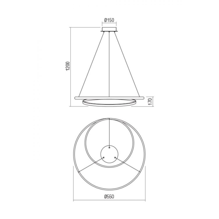 Redo 01-1888 - Димируем LED полилей на кабел TORSION LED/29W/230V Ø 55 см бял
