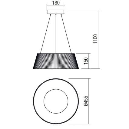 Redo 01-1938 - LED Пендел SARIS LED/36W/230V антрацит