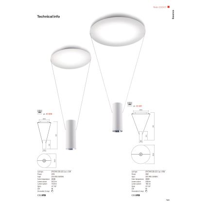 Redo 01-1971 - LED Димируем пендел ESSENCE LED/36W/230V CRI 90 3000K бял