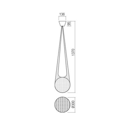 Redo 01-1973 - LED Пендел ALLURIA 1xE27/7W/230V Ø 30 см