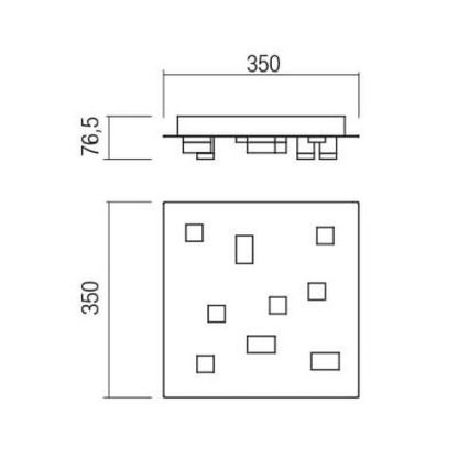 Redo 01-2015 - LED Плафониера PIXEL LED/27W/230V 3000K 35x35 см  черен