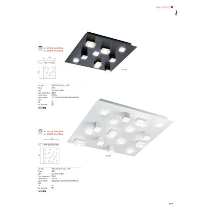 Redo 01-2017 - LED Плафониера PIXEL LED/48W/230V 3000K 45x45 см черен