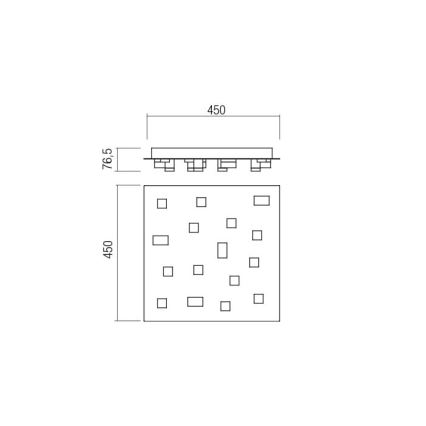 Redo 01-2017 - LED Плафониера PIXEL LED/48W/230V 3000K 45x45 см черен